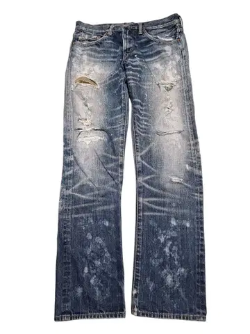 RNA 뉴 루즈 스트레이트 데미지 데님 페인트 가공