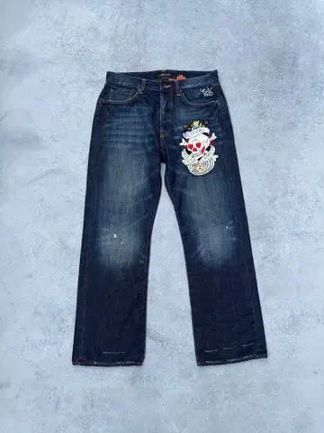 Ed Hardy 스컬 자수 와이드 데님 size34