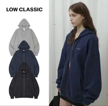 [ 새상품급 ] LOW CLASSIC 로우 클래식 지퍼 후드티 차콜