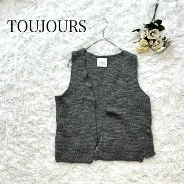 TOUJOURS 투주 니트 베스트 알파카 혼방 그레이