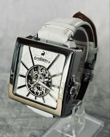 오로비안코 자동 감기 손목시계 레어품 실버/화이트