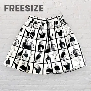 마릴린 먼로 올 패턴 프린트 플레어 스커트