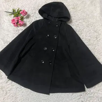 UNTITLED 언타이틀 후드 부착 판초 코트 블랙 더블 M