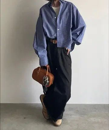 FASHIRU/바이어스 포켓 체크 셔츠