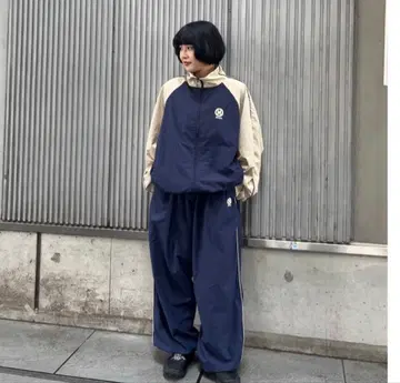 나일론 자켓 팬츠 세트 네이비/베이지