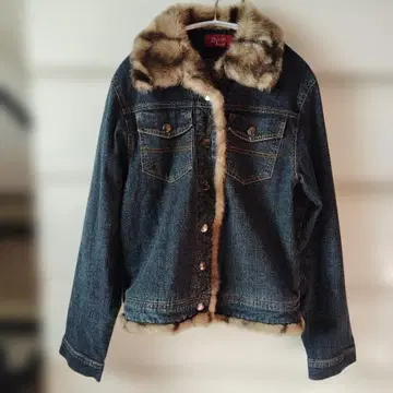 헤이세이 갸루 y2k 데님 자켓 퍼 옷깃 레오파드 무늬