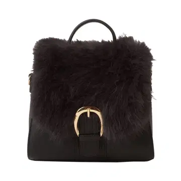 DIANA 퍼 달린 블랙 숄더백
