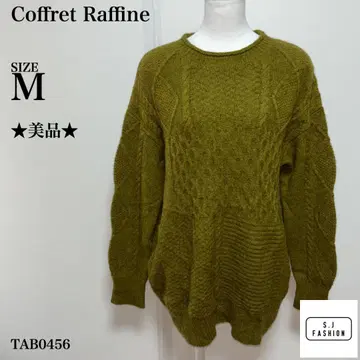 코프레 라피네 케이블 니트 스웨터 야크모 100% M 올리브 그린