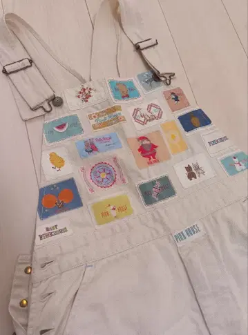 PRO HOUSE 패치워크 오버롤 화이트