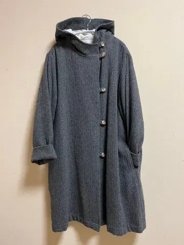 cheer 삿포로 후드 부착 롱 코트