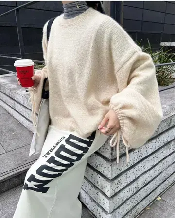 [새상품급] bonny 아이보리 니트 스웨터 드로우 스트링 포함