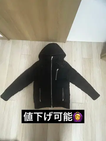 블랙 후드 부착 다운 자켓 (카모 패턴)