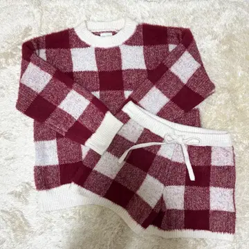 젤라또피케 깅엄 체크 풀오버 & 숏팬츠 / RED