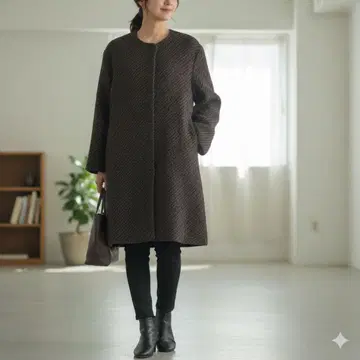 요건 레일 린넨 혼방 롱 가디건 아우터 자켓 코트 M