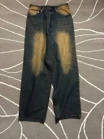 데미지 가공 와이드 레그 데님 팬츠