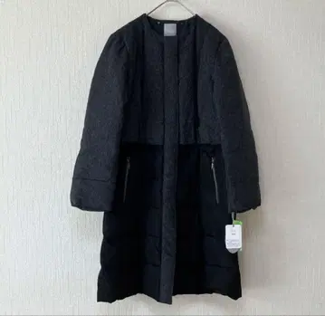 새상품 DAMA 다운 롱 코트 노카라 절개 옷깃 탈부착 가능 15호