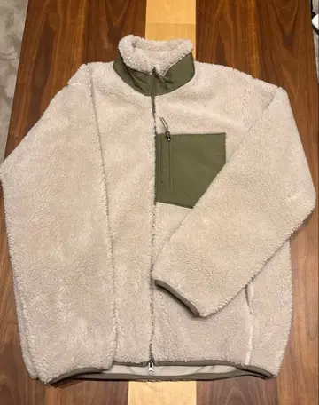 베이지 보아 자켓 더블 지퍼