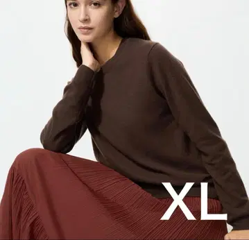 유니클로 캐시미어 크루넥 스웨터 브라운 XL