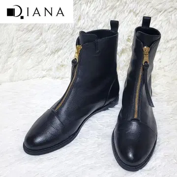 컨디션 최상 다이애나 숏부츠 프론트 지퍼 가죽 22