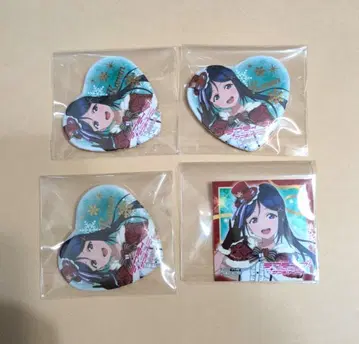 Aqours 징글벨이 멈추지 않아 마츠우라 카난 하트형 캔뱃지 스티커