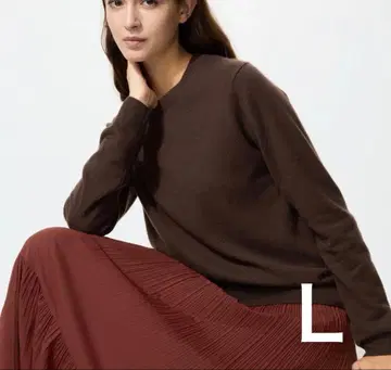 유니클로 캐시미어 크루넥 스웨터 브라운 L