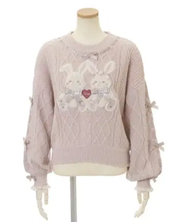 LIS LISA twin bunnies 니트탑 핑크