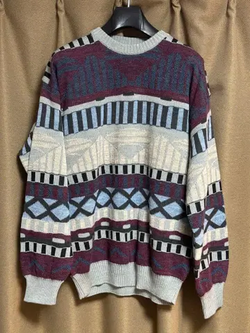 디자인 니트 올 패턴 빈티지 레트로 아트 멀티 스웨터