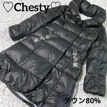Chesty 블랙 롱 다운 자켓 비쥬 포함 블랙 S