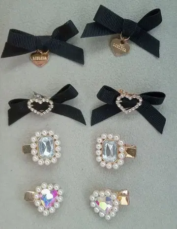 LIZLISA 리본 헤어 클립 블랙 8개 세트