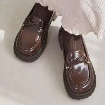 le talon 타쿠보 카린 리본 플랫폼 로퍼