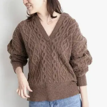 새상품급 SLOBE IENA 케이블 스키퍼 풀오버 니트 브라운