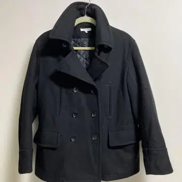 GLOBALWARK 울 피 코트 블랙 더블 브레스트