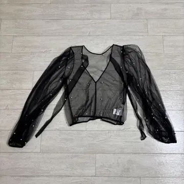 비침 블랙 긴팔 셔츠