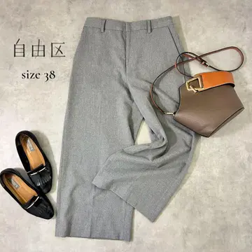 [ 자유구 ] 고급 그레이 와이드 크롭 팬츠 38 / M 상당