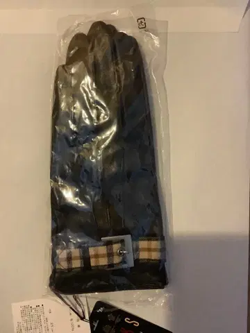 DAKS 가죽 장갑 블랙 체크 무늬 벨트 포함