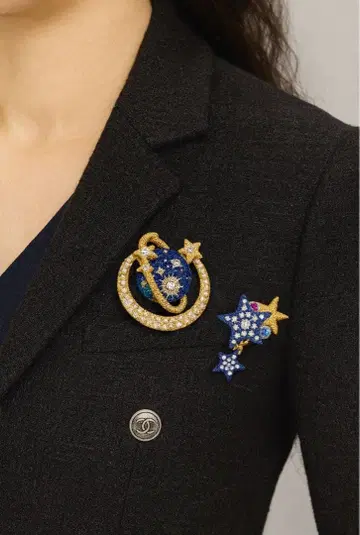 라캄 입체 자수 브로치 반짝이는 혹성과 별 세트