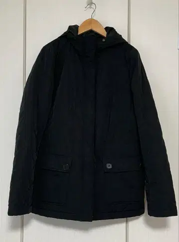 유니클로 UNIQLO 블랙 퀼팅 자켓 후드 부착 충전솜