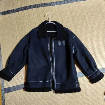 moment+ 보아 페이크 무스탕 B-3 자켓 블루종 블랙 L 사이즈