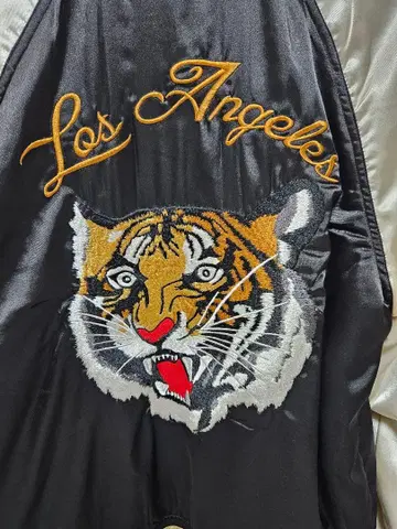 [ 레어 ] PACSUN 스카잔 블루종 자켓 호랑이 자수 일본풍 패턴 M