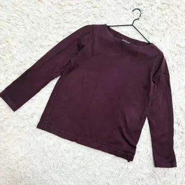 무인양품 코튼 T셔츠 긴팔 보트넥 보르도 계열 ( L )