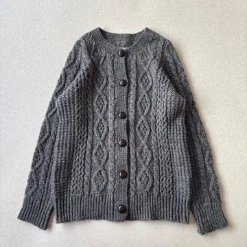 [ 새상품급 ] FANEUIL 울 알파카 싸개 버튼 케이블 니트 가디건