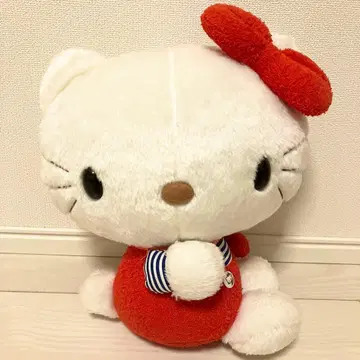 키티 봉제 인형 쇼와 레트로 사과 앉은 옆으로 앉은 산리오 키티