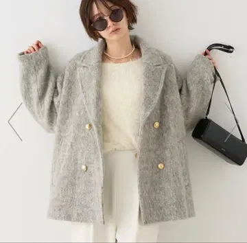 [ 미사용 새상품 ] 라메 샤기 슬라이버 P 코트/피코트