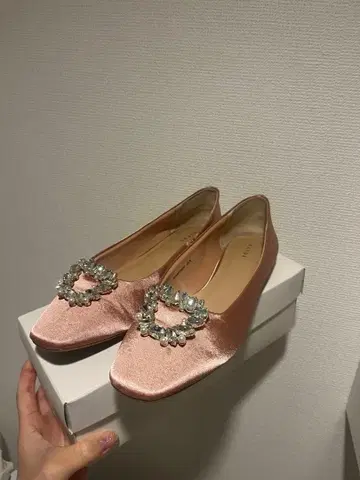 RANDA 비쥬 포함 플랫슈즈 25.5cm 핑크