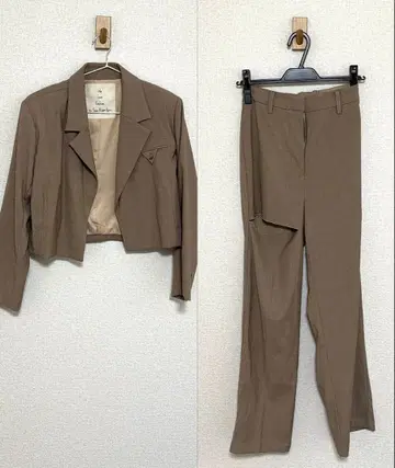 베이지 자켓 팬츠 셋업 시루무린