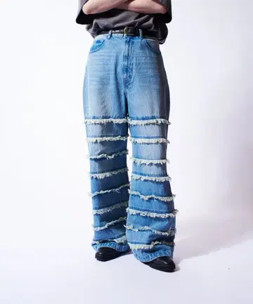 [ 새상품 ] Lui's 루이스 스택 와이드 배기 데님 32 인디고 블루