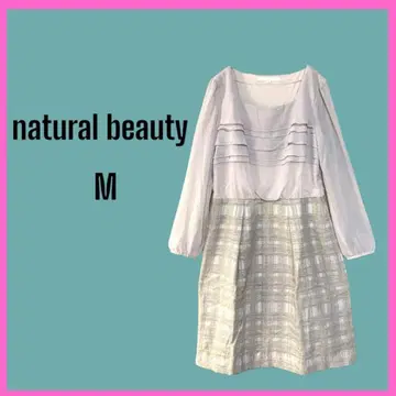 [NATURAL BEAUTY] 시어 슬리브 체크 무릎 기장 원피스