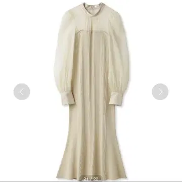 새상품급 FRAY I.D 시어 퍼프 슬리브 니트 콤비 원피스