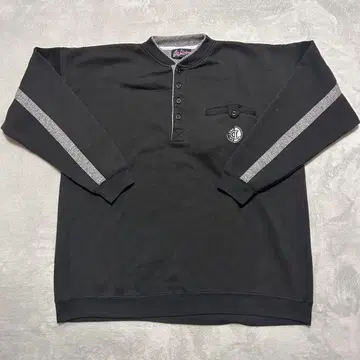 90s 온라인 맨투맨 트레이닝복 XL 하프 버튼 구제 의류 블랙