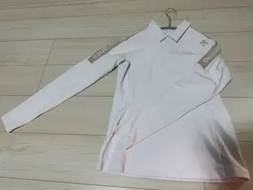 descente 긴팔 피케 셔츠 속기모 화이트